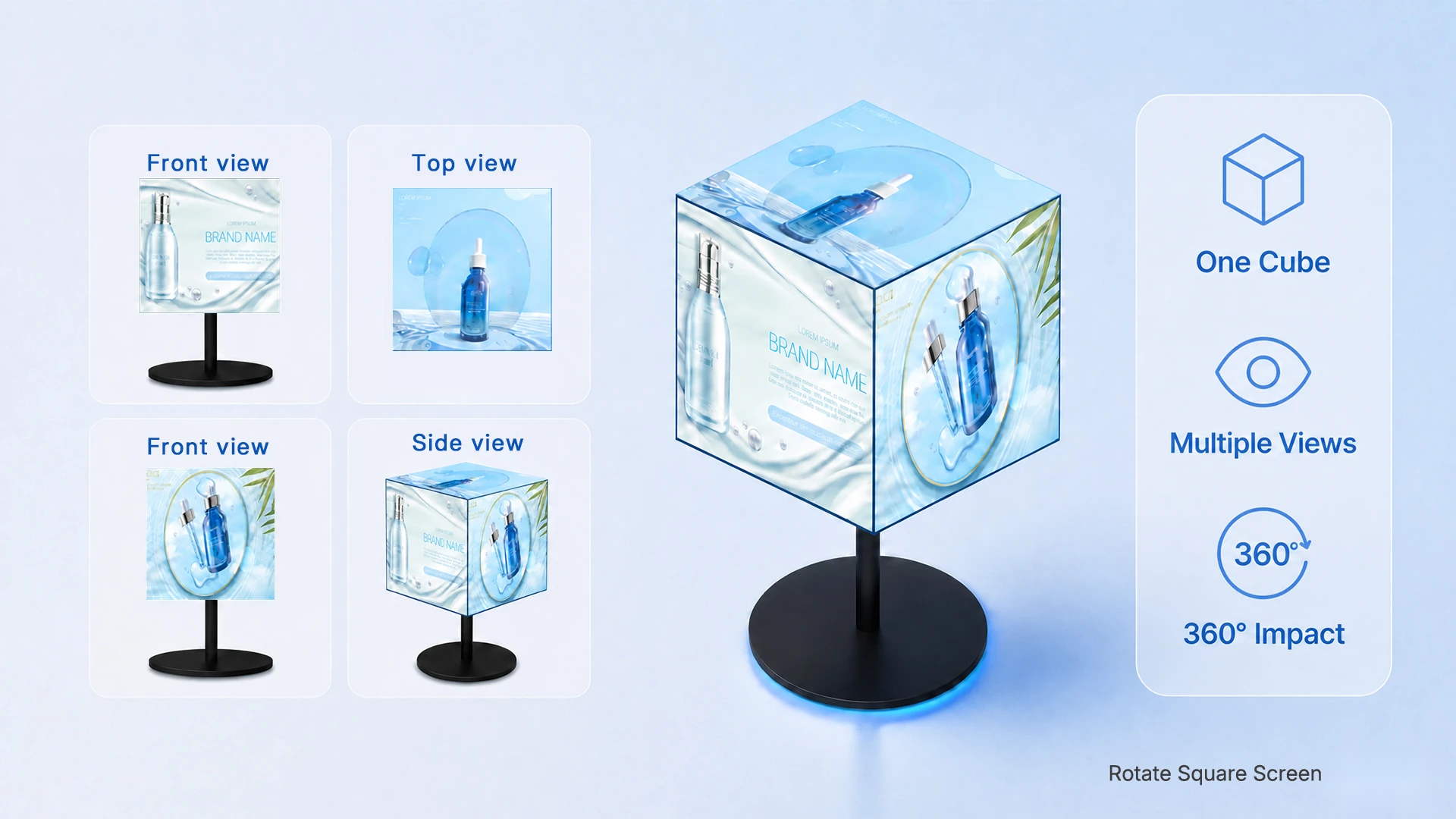Rotate Square Screen — One Cube. Multiple Views. 360° Visual Impact.