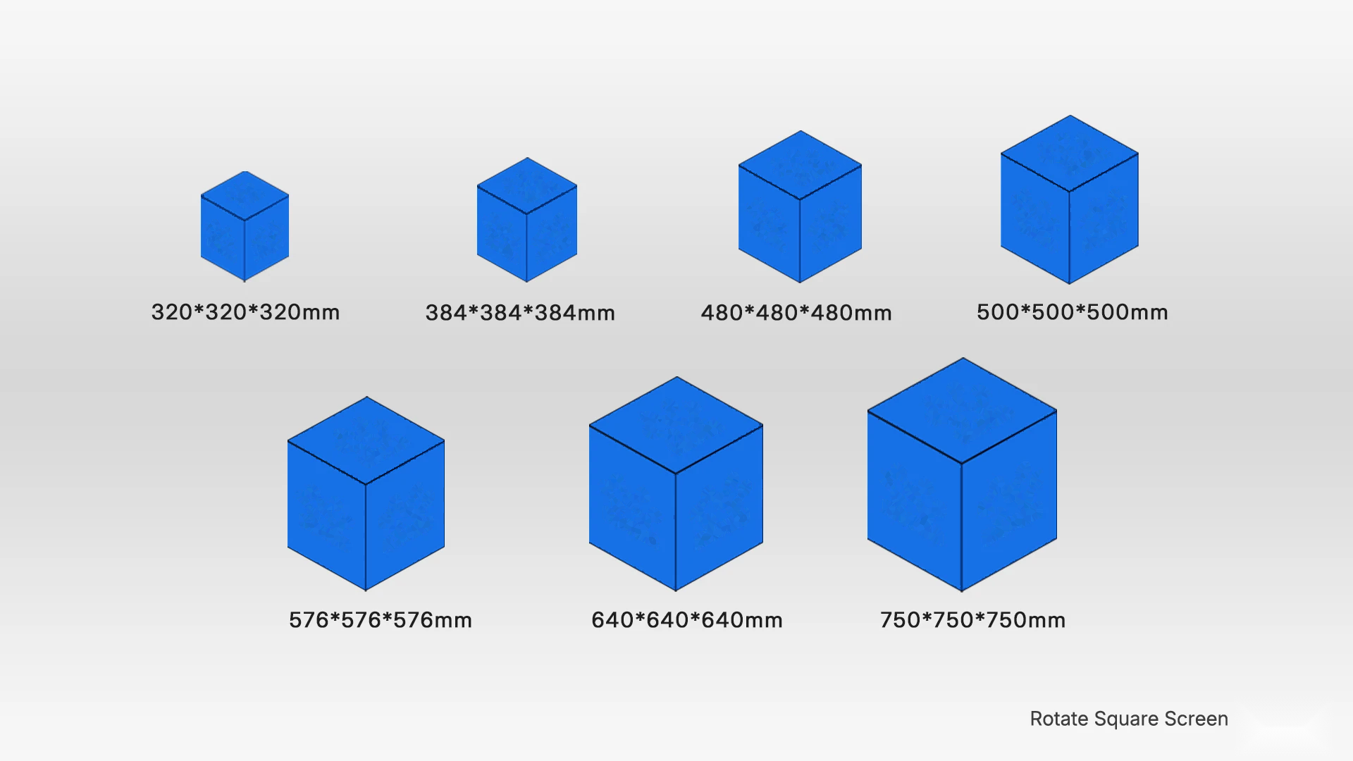 Rotate Square Screen — Multiple Standard Cube Sizes